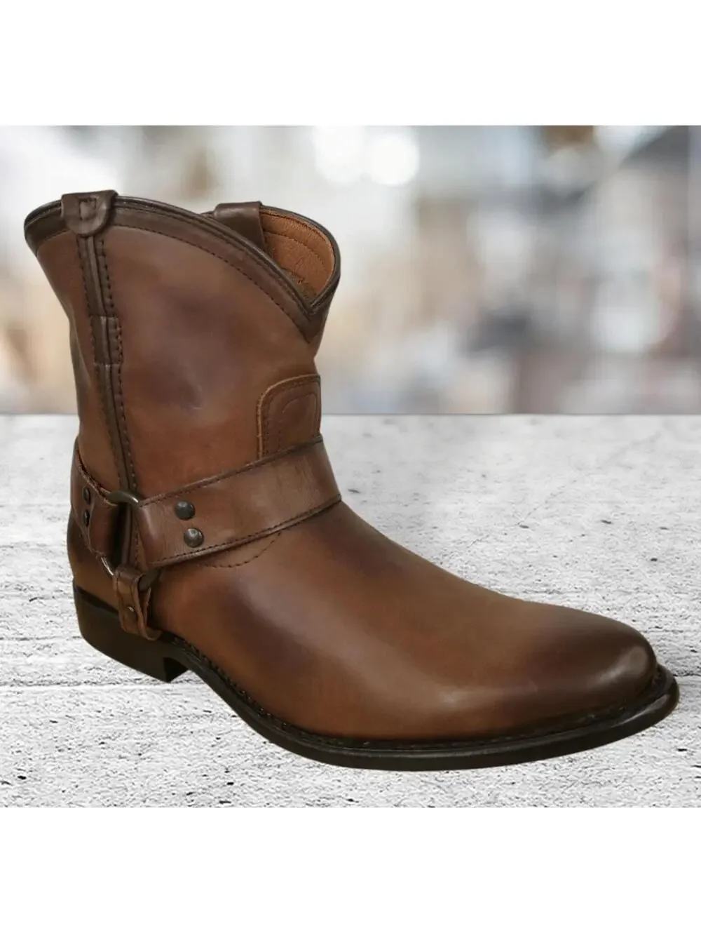 Frye Women's Wyatt Dark Brown Harness Short Pull-On Western Boot Size 8 NEW‎